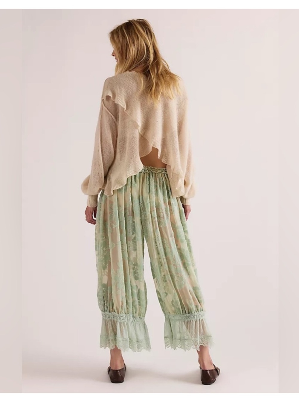 FREE PEOPLE FOREVER YOUNG VELVET FLORAL LACE VICTORIAN BLOOMER PANTS sz small - Picture 4 of 13